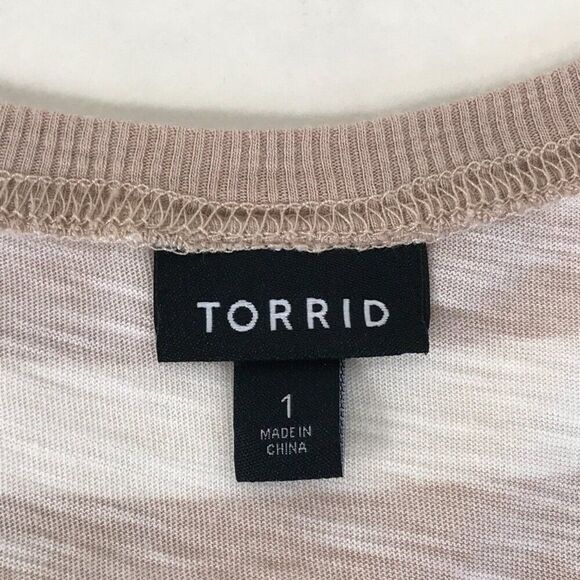 Torrid Babydoll Slub Scoop Neck Tiered Top Women's Plus Size 1/1X Striped Casual - Picture 9 of 12